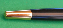 6337: PARKER SUPER 21 BLACK TAPER. Lenght is 4.86", outside diameter is 0.429" at opening, inside diameter is 0.344"